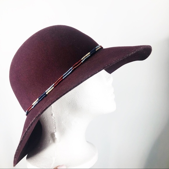 Rag & Bone 100% Wool Bohemian Burgundy Tie Floppy Hat